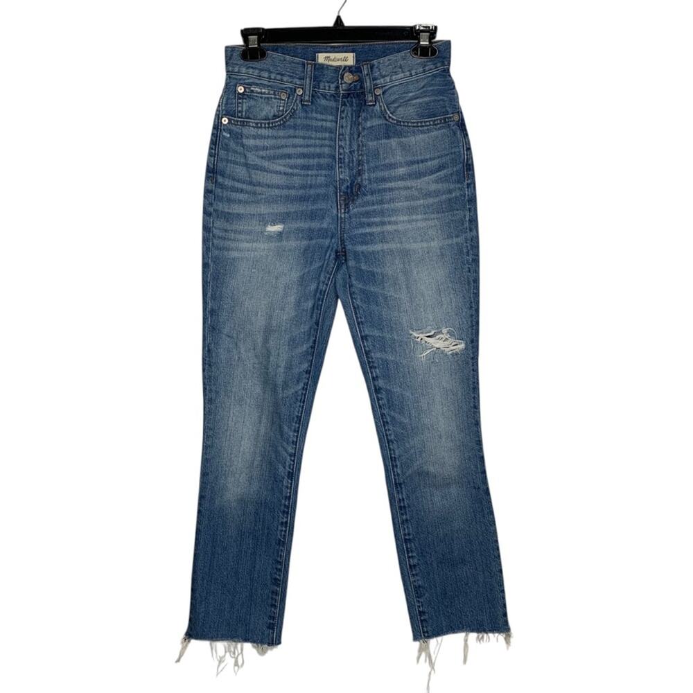 Madewell Rigid Skinny Jeans Distressed High Rise Blue Size 25